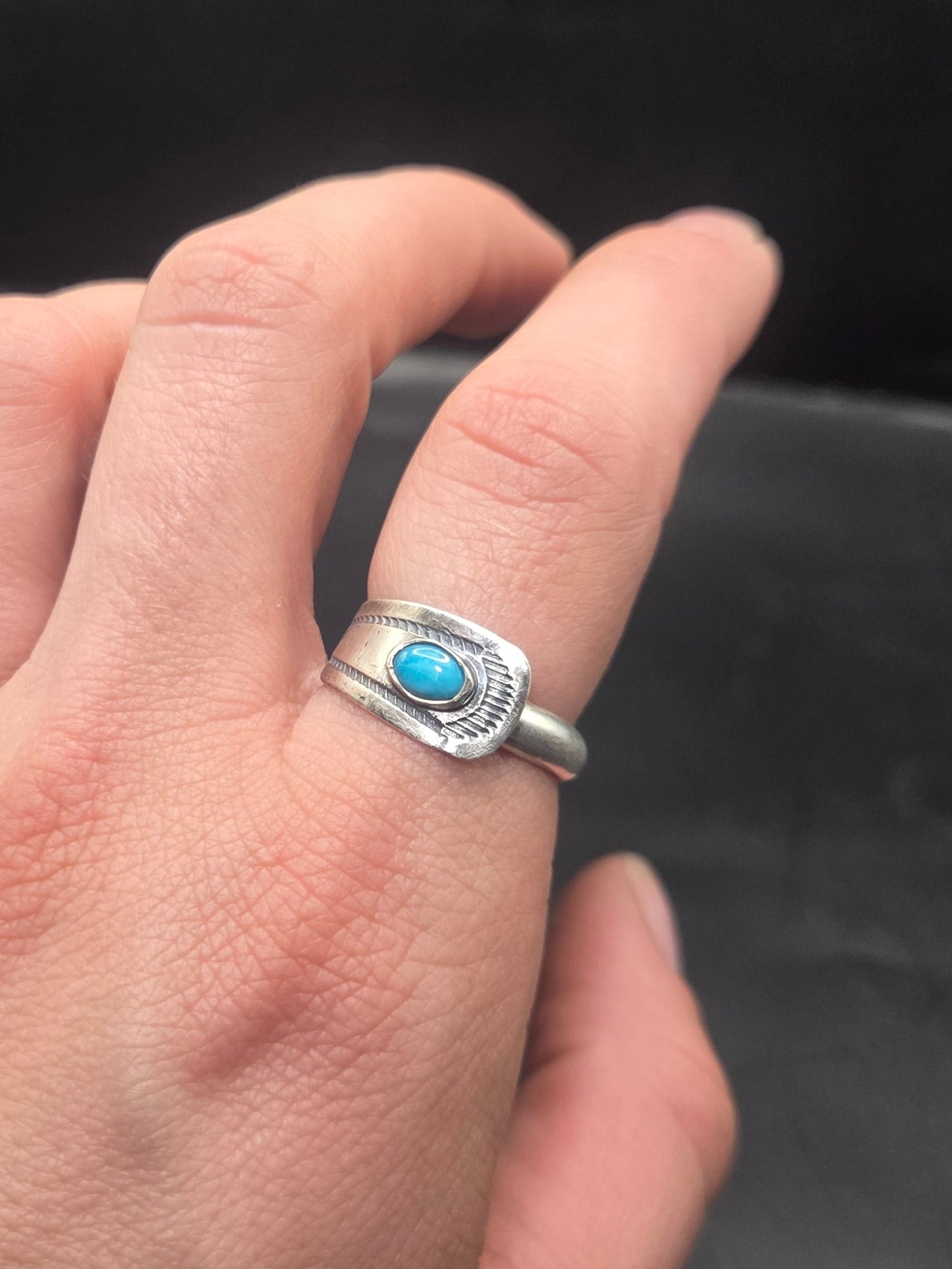 Sterling Spoon Ring with Turquoise
