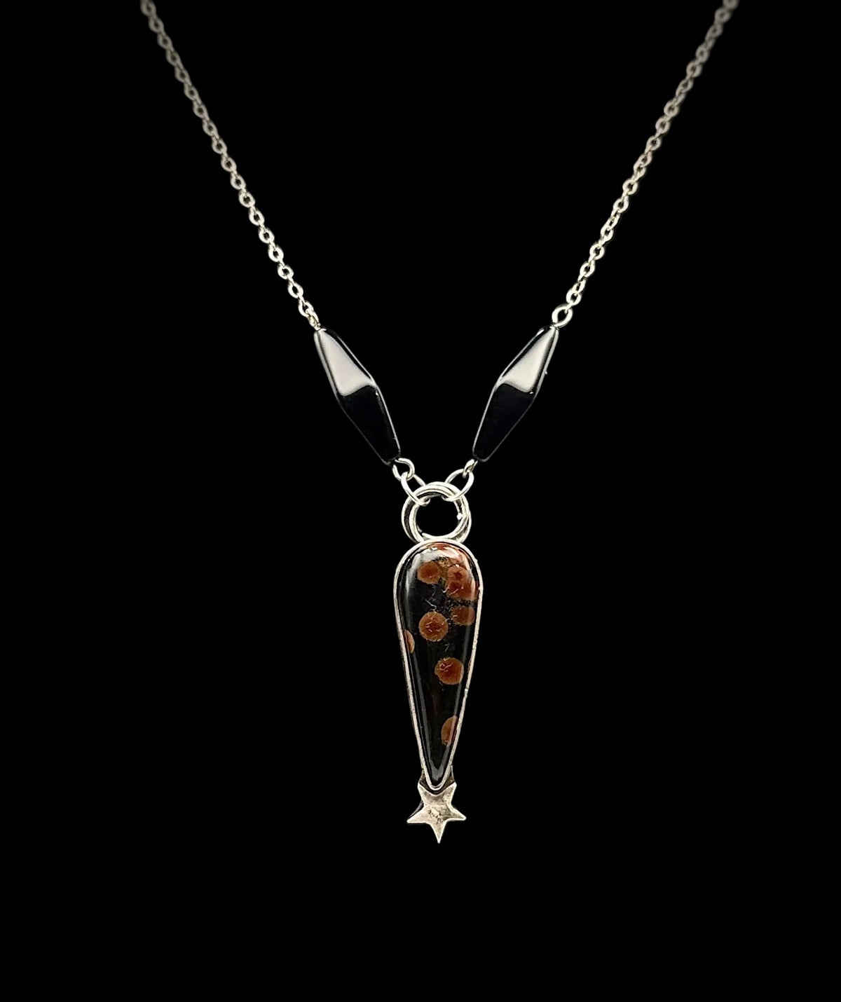 Sterling Peanut Obsidian Neckpiece