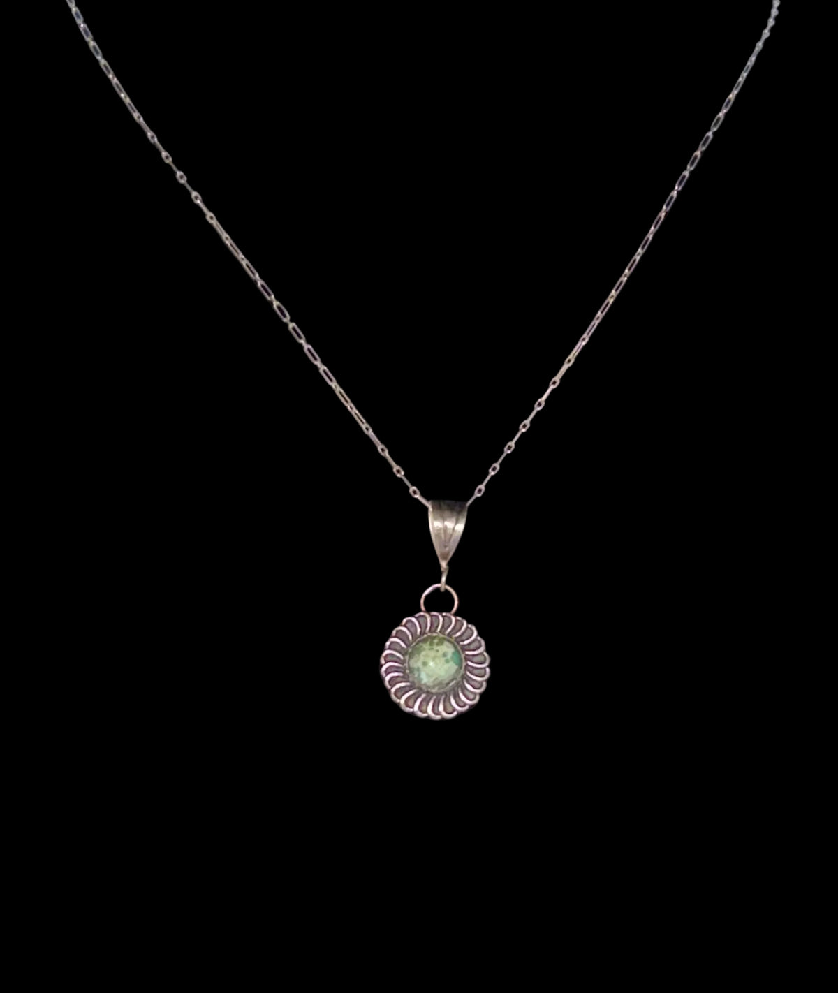 Sterling Green Turquoise Necklace