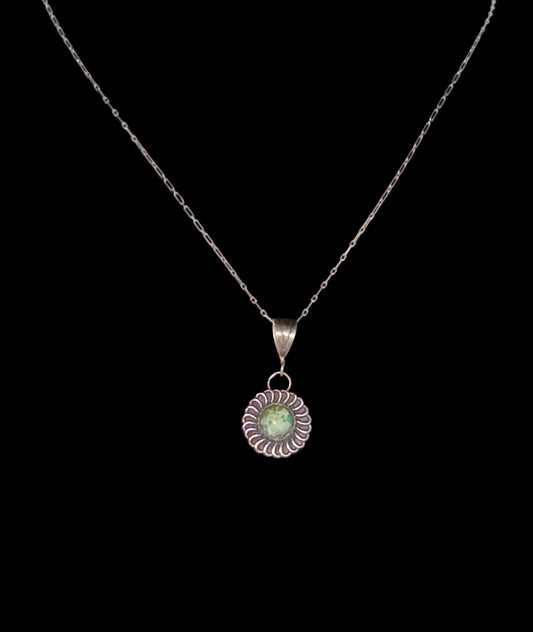 Sterling Green Turquoise Necklace