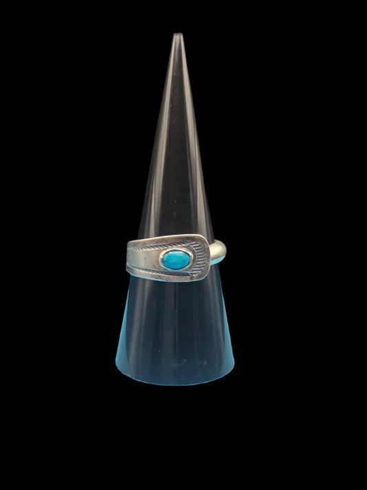 Sterling Spoon Ring with Turquoise